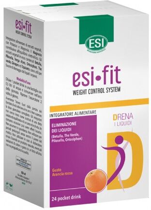 ESI Fit Drena integratore per la riduzione del peso corporeo 24 pocket drink gusto arancia rossa