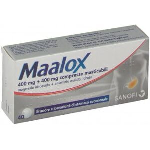 SANOFI SPA Maalox 40 compresse masticabili contro acidità di stomaco 400 mg + 400 mg