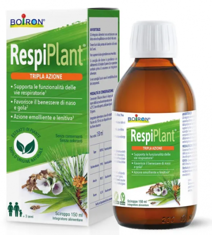 Boiron Respiplant Sciroppo Naturale Per Tosse e Mal di Gola 150 ml