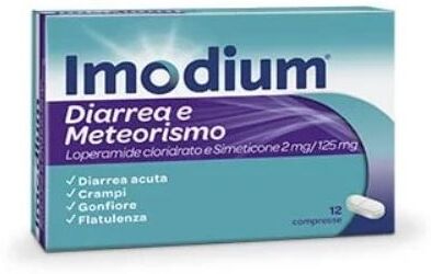 Johnson & Johnson Imodium Diarrea e Meteorismo 2 mg/125 mg 12 compresse