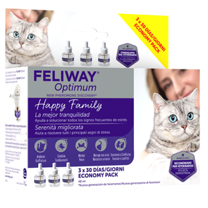 Ceva Salute Animale Feliway Optimum Refill per diffusore di feromoni felini antistress 3 x 48 ml