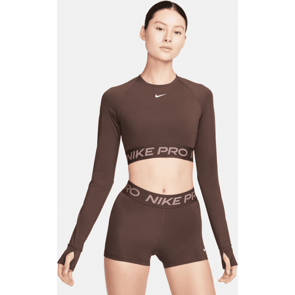 nike maglia corta a manica lunga dri-fit  pro – donna - marrone