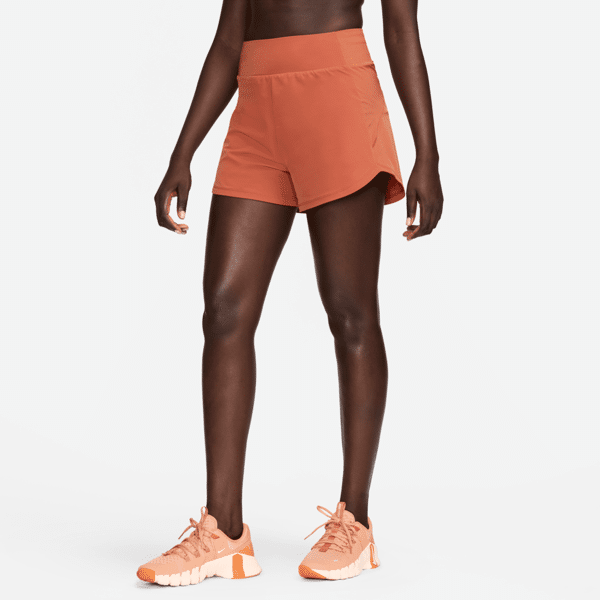nike shorts fitness dri-fit a vita alta con slip foderati 8 cm  bliss – donna - arancione