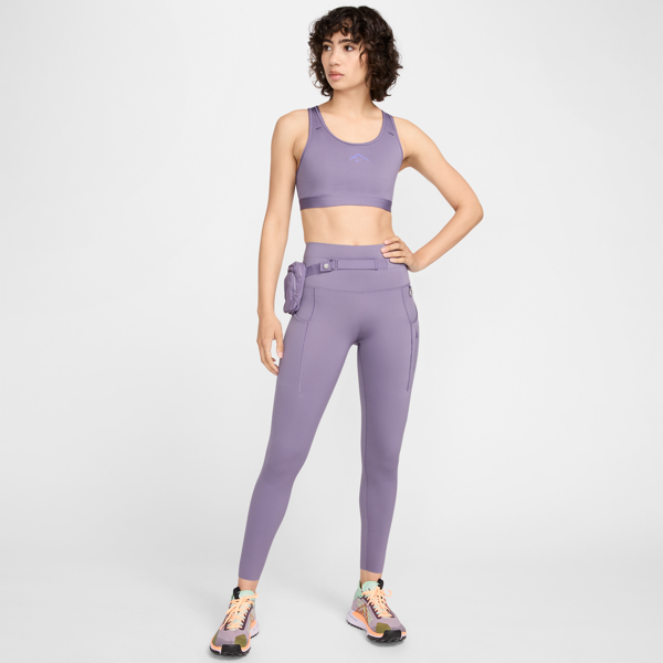 nike leggings a 7/8 a vita alta con tasche e sostegno elevato  trail go – donna - viola