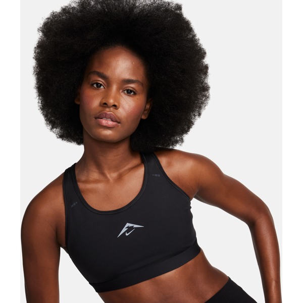 nike bra a sostegno medio con fodera leggera  trail swoosh on-the-run – donna - nero