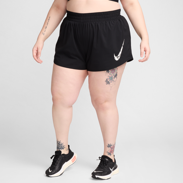 nike shorts da running a vita media con slip interno dri-fit  one swoosh – donna - nero