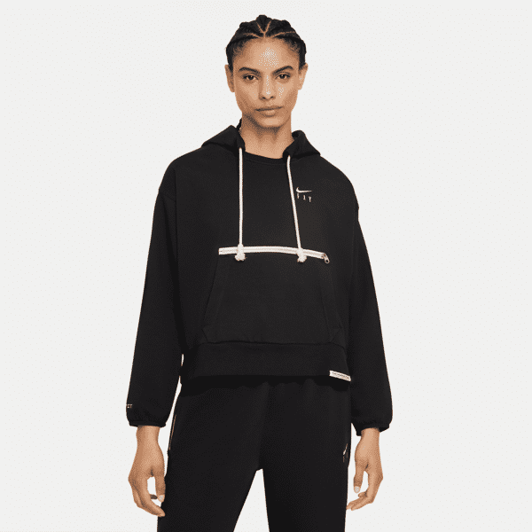 nike felpa pullover da basket con cappuccio  dri-fit swoosh fly standard issue – donna - nero