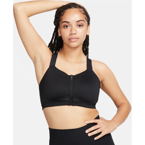 nike bra imbottito a sostegno elevato con zip anteriore  alpha – donna - nero