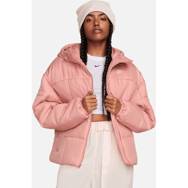 nike giacca loose fit con cappuccio therma-fit  sportswear classic puffer – donna - rosa