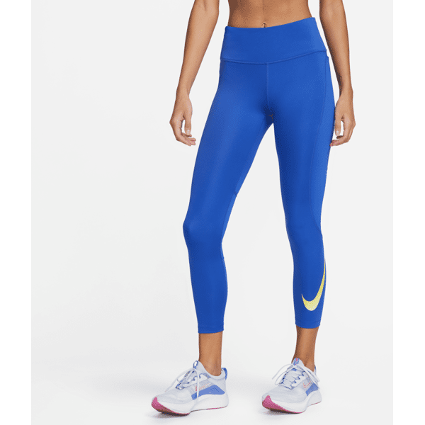 nike leggings da running a 7/8 e vita media con tasche  fast – donna - blu