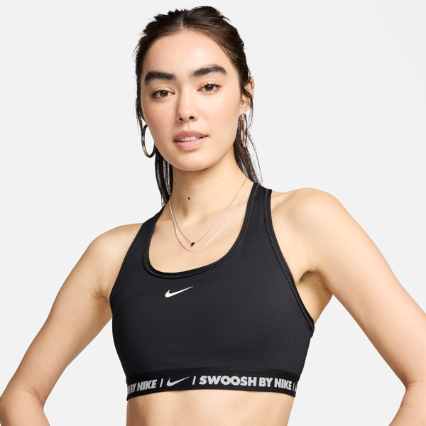 nike bra imbottito  swoosh medium support – donna - nero