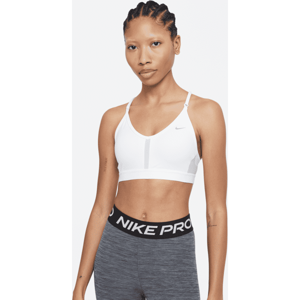 nike bra imbottito a sostegno leggero con scollo a v  indy – donna - bianco