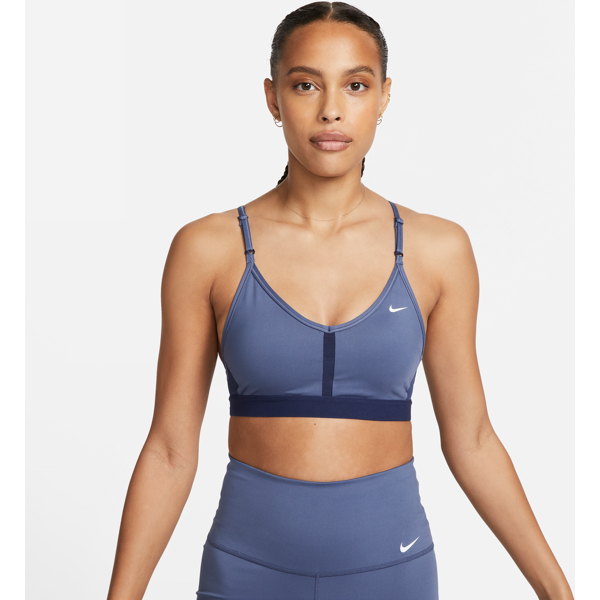 nike bra imbottito a sostegno leggero con scollo a v  indy – donna - blu