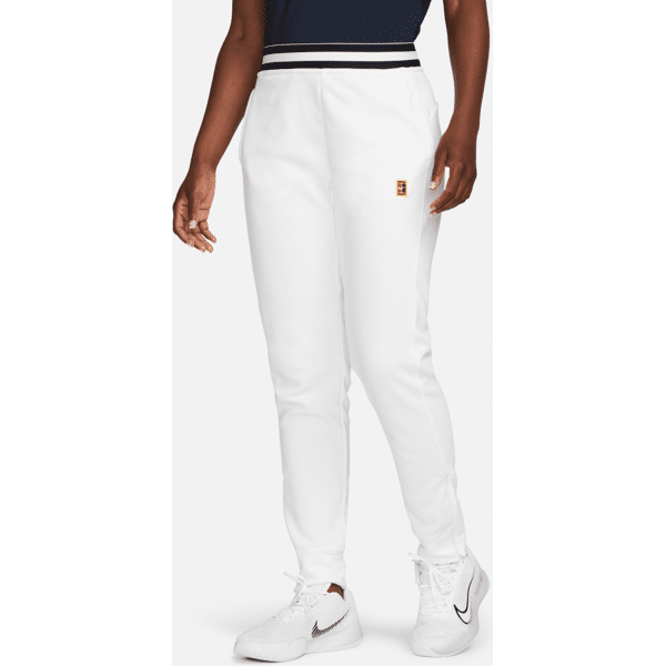 nike pantaloni da tennis in french terry court dri-fit heritage – donna - bianco