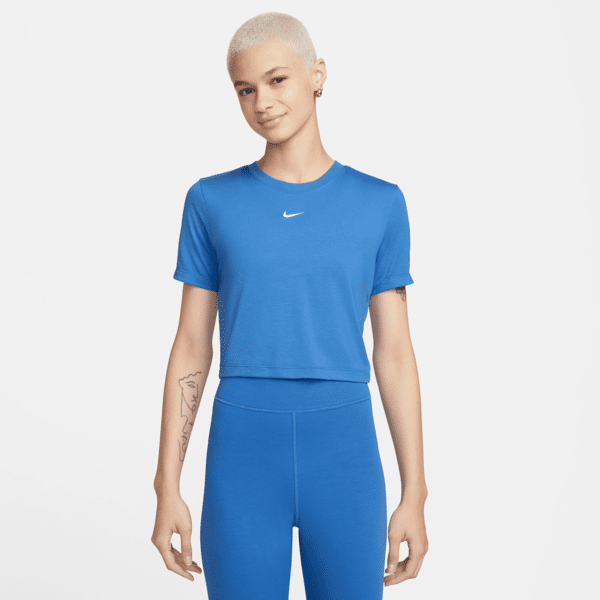 nike t-shirt corta slim fit  sportswear essential – donna - blu