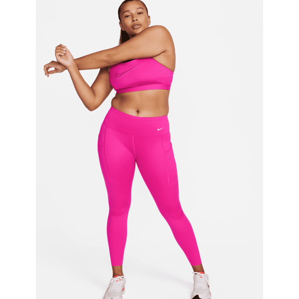 nike leggings a 7/8 a vita media con tasche e sostegno elevato  go – donna - rosa