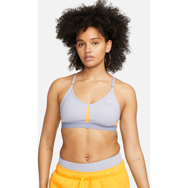 nike bra imbottito a sostegno leggero con scollo a v  indy – donna - viola