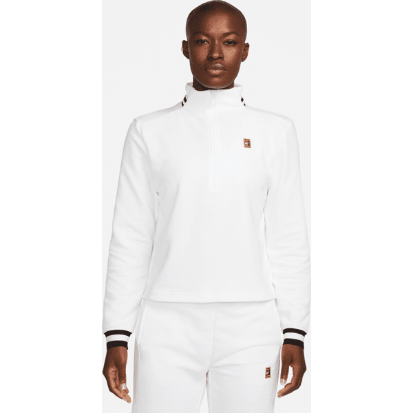 nike top da tennis in french terry court dri-fit heritage – donna - bianco