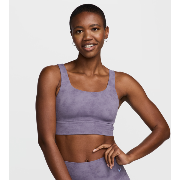 nike bra longline con imbottitura e sostegno medio  zenvy tie-dye – donna - viola