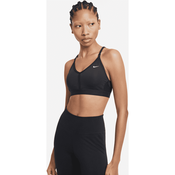 nike bra imbottito a sostegno leggero con scollo a v  indy – donna - nero