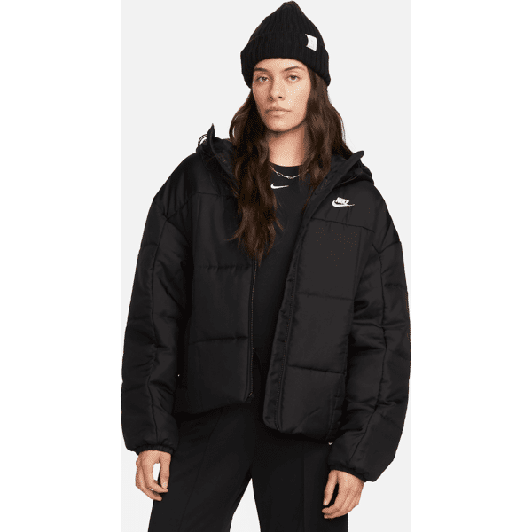 nike giacca loose fit con cappuccio therma-fit  sportswear classic puffer – donna - nero