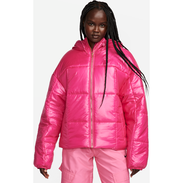 nike giacca loose fit therma-fit  sportswear classic puffer shine – donna - rosa