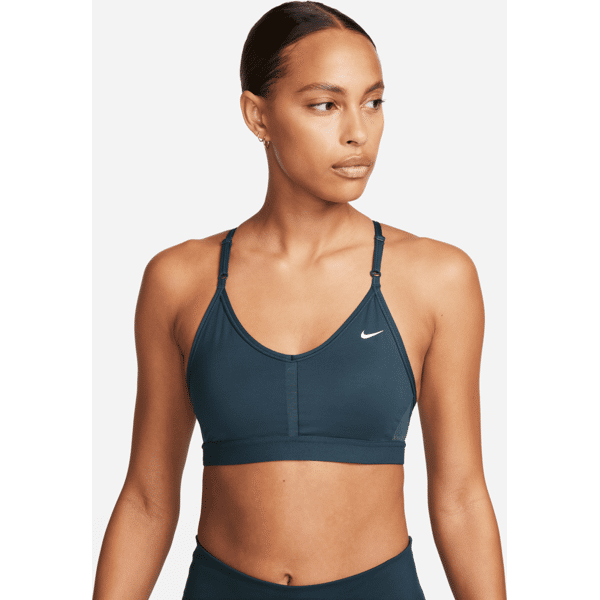 nike bra imbottito a sostegno leggero con scollo a v  indy – donna - verde