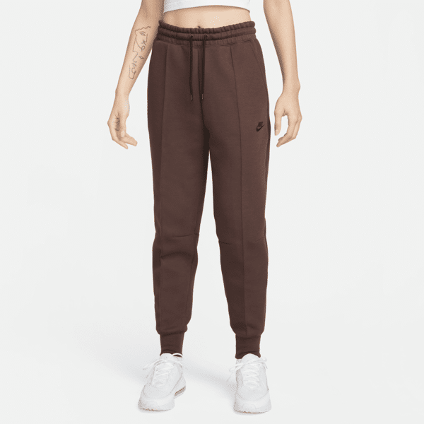 nike pantaloni jogger a vita media  sportswear tech fleece – donna - marrone