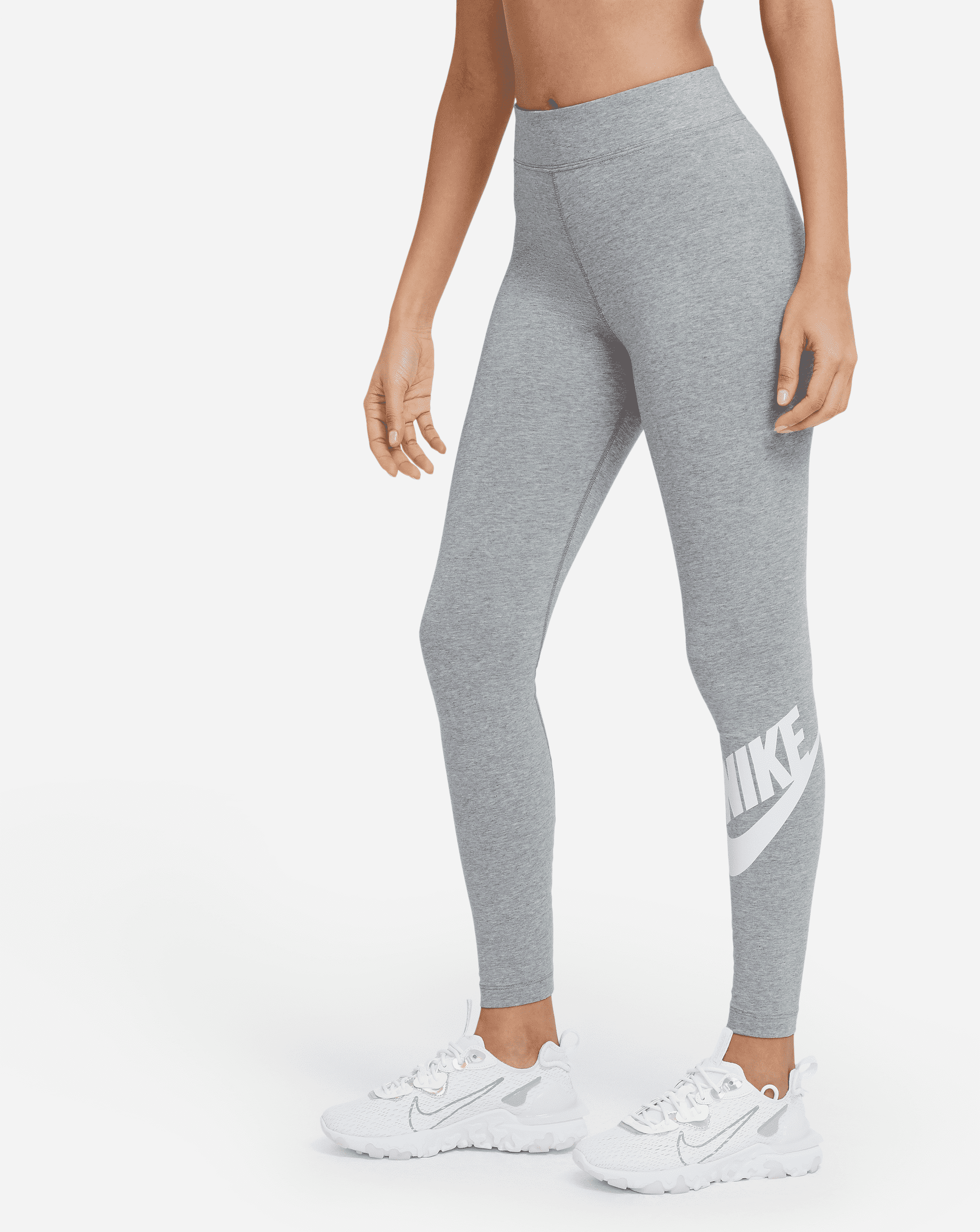 nike leggings a vita alta con logo  sportswear essential – donna - grigio