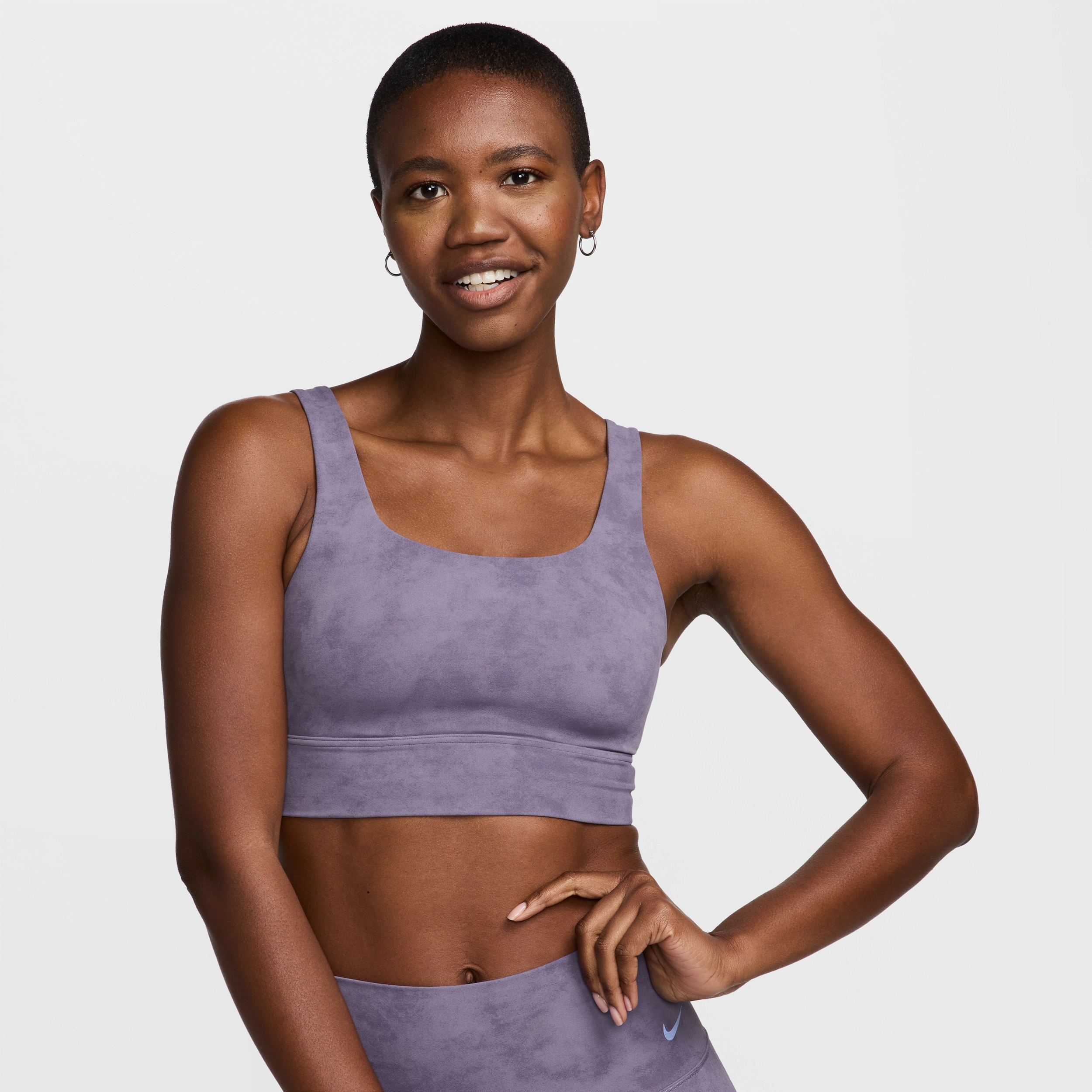 nike bra longline con imbottitura e sostegno medio  zenvy tie-dye – donna - viola