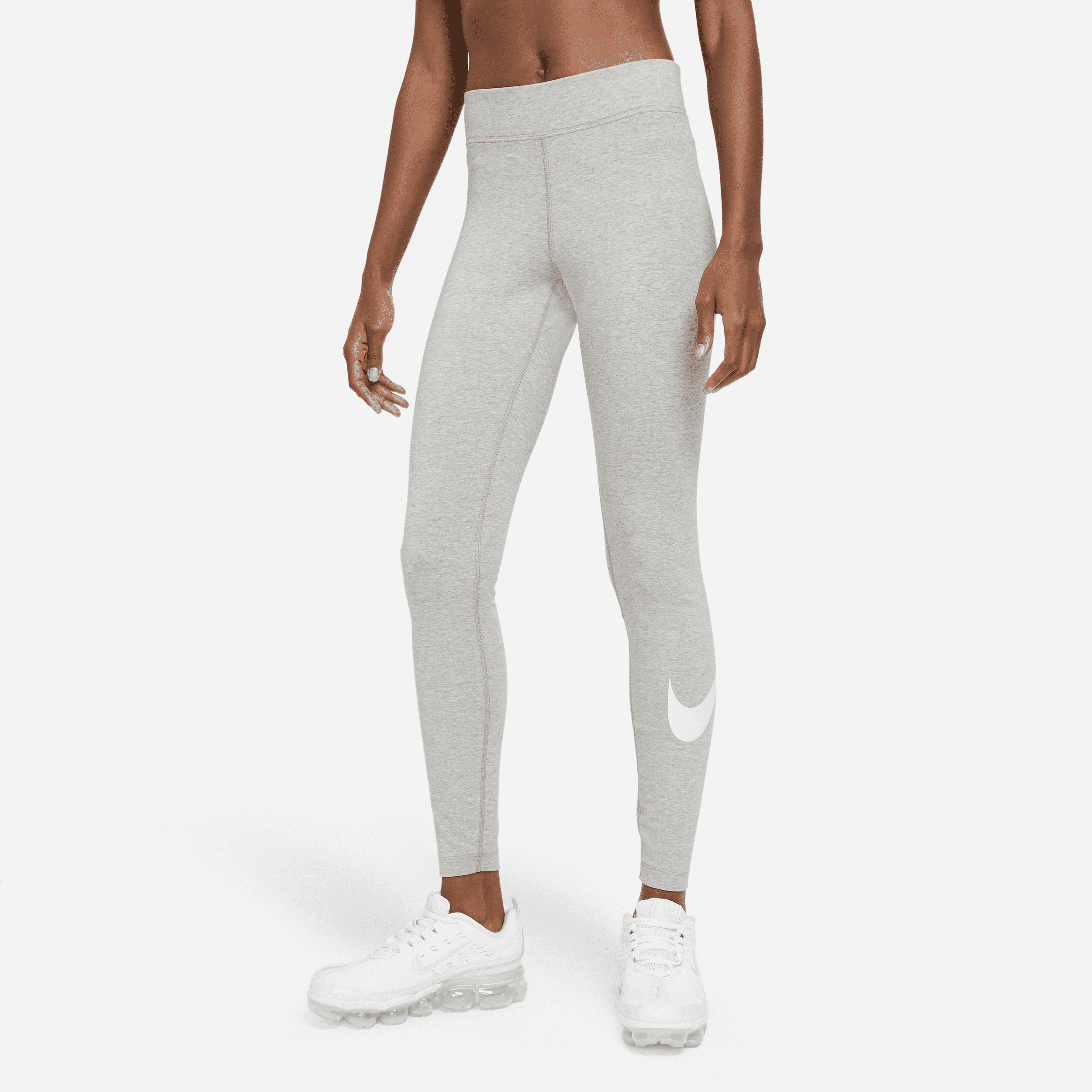 nike leggings a vita media con swoosh  sportswear essential - donna - grigio