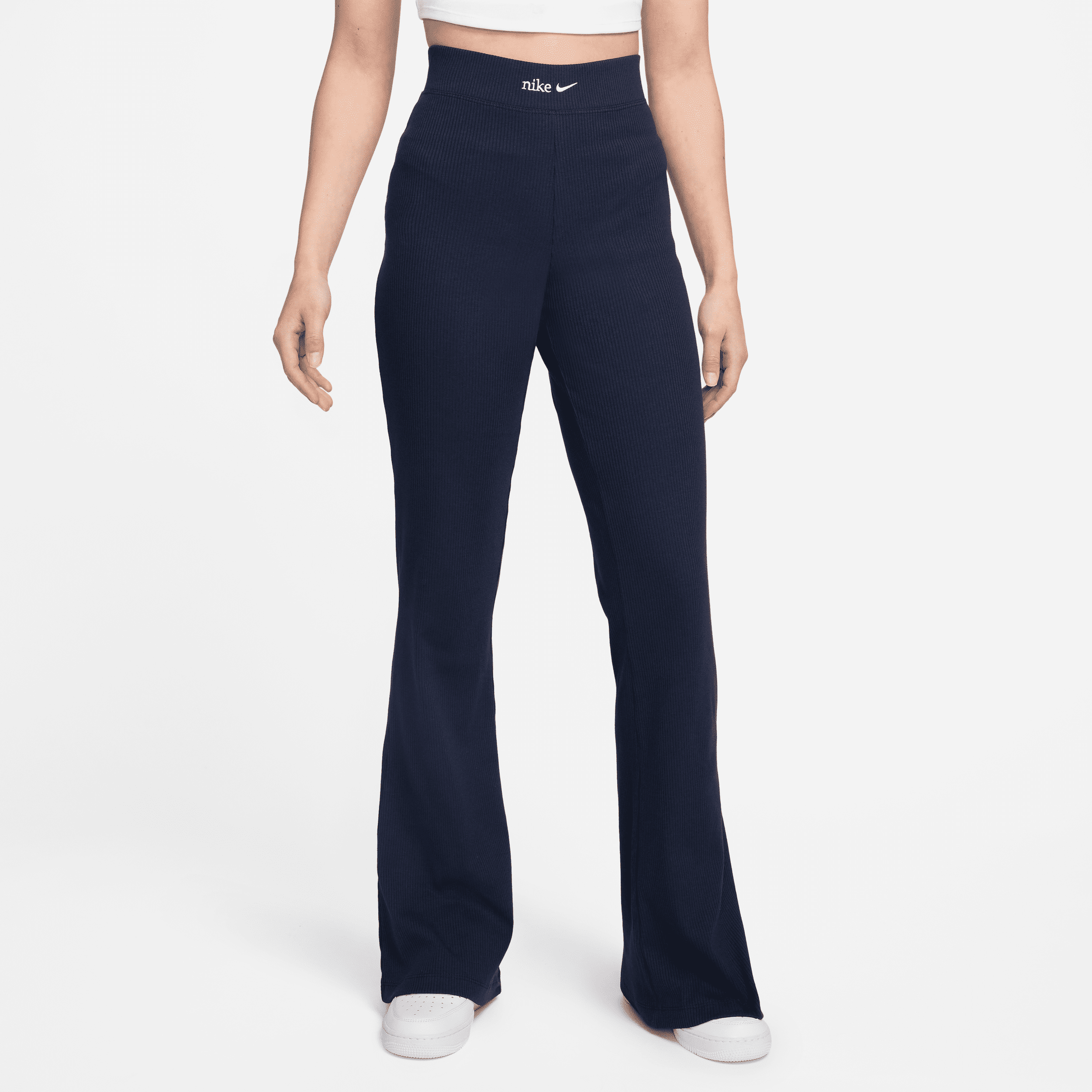 nike pantaloni svasati a costine e vita alta  sportswear – donna - blu