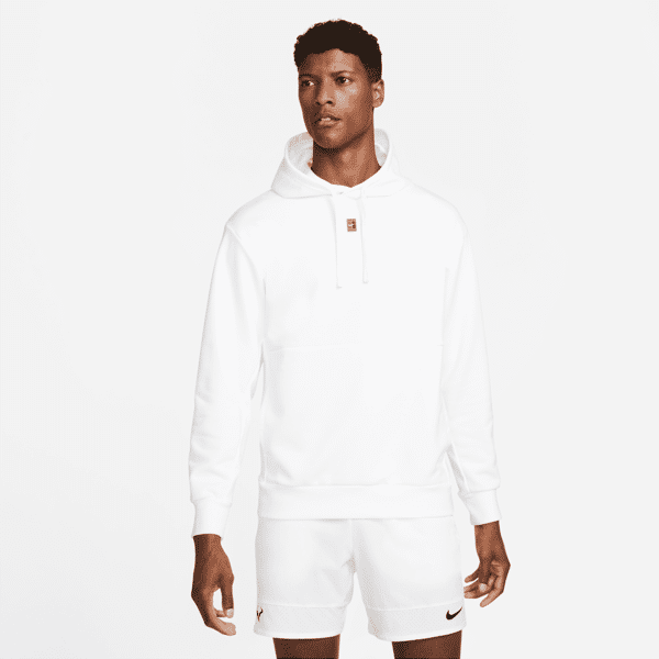 nike felpa da tennis con cappuccio in fleece court – uomo - bianco