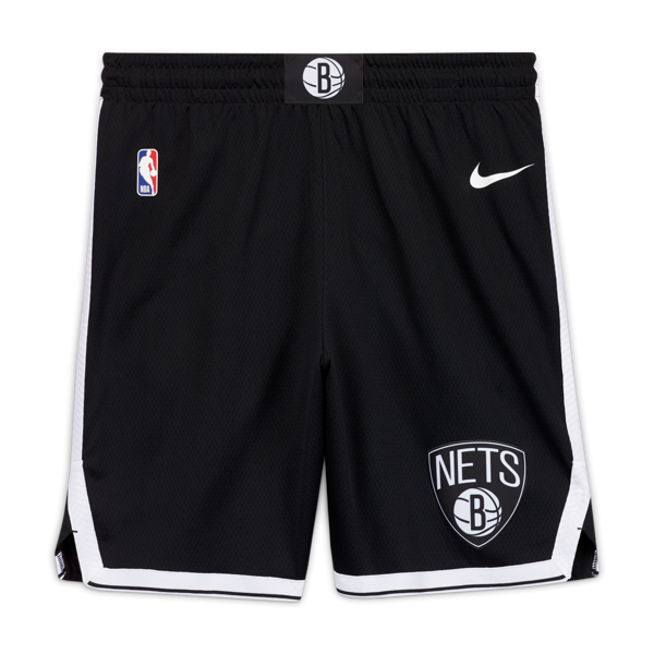 nike shorts brooklyn nets icon edition swingman  nba - uomo - nero