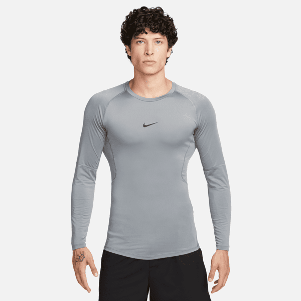 nike maglia da fitness aderente a manica lunga dri-fit  pro – uomo - grigio