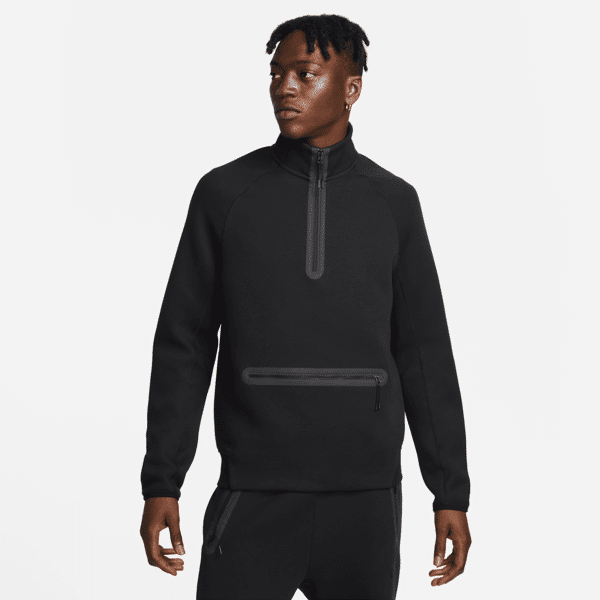nike felpa con zip a metà lunghezza  sportswear tech fleece – uomo - nero