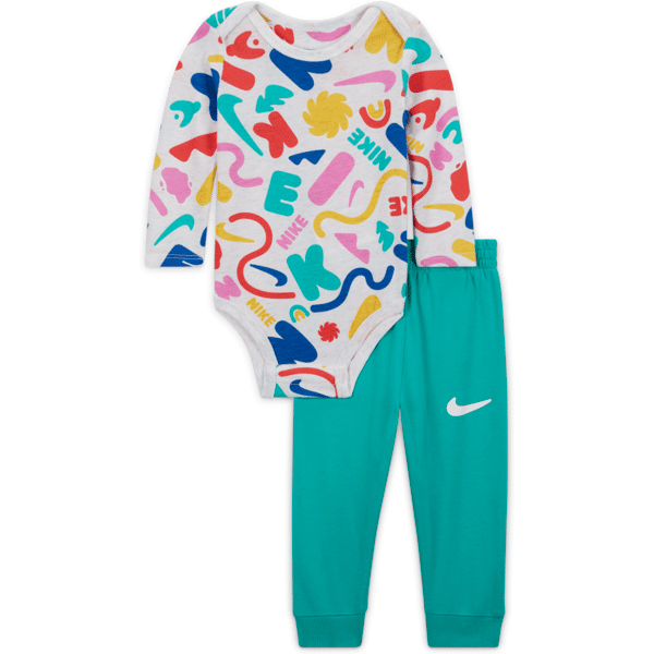 nike completo in 2 pezzi  sportswear primary play bodysuit and pants set – bebè - verde