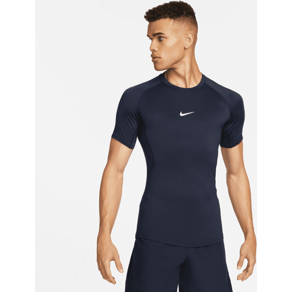 nike maglia fitness a manica corta aderente dri-fit  pro – uomo - blu