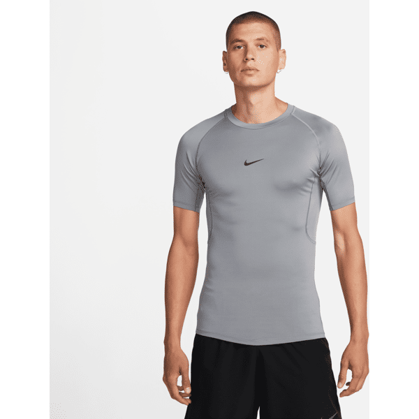 nike maglia fitness a manica corta aderente dri-fit  pro – uomo - grigio