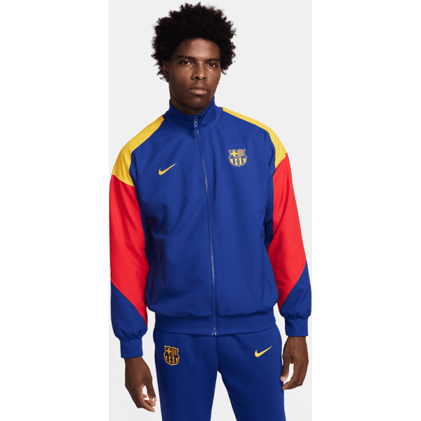 nike track jacket da calcio  dri-fit fc barcelona strike – uomo - blu