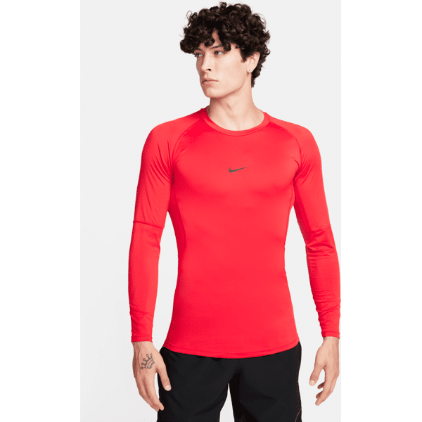 nike maglia da fitness aderente a manica lunga dri-fit  pro – uomo - rosso