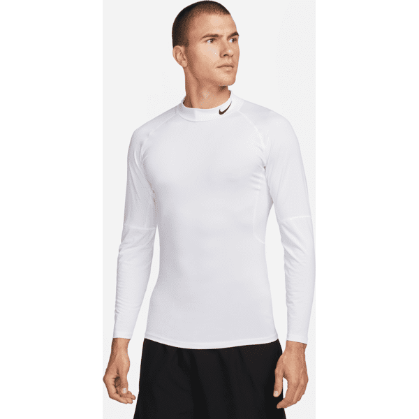 nike maglia da fitness a manica lunga con collo a lupetto dri-fit  pro – uomo - bianco