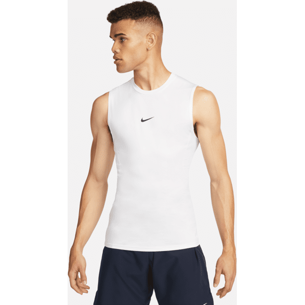 nike maglia da fitness aderente senza maniche dri-fit  pro – uomo - bianco