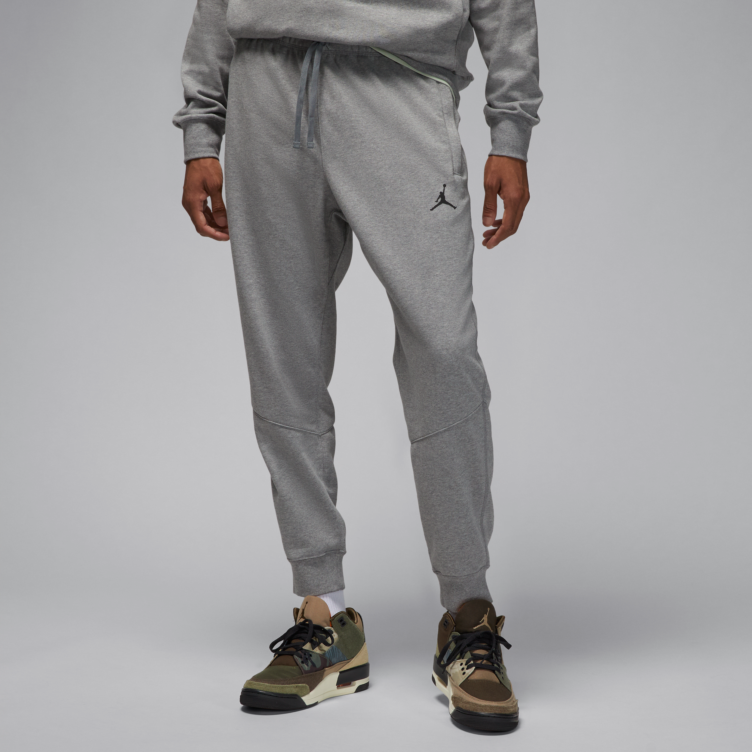 jordan pantaloni in fleece  dri-fit sport – uomo - grigio