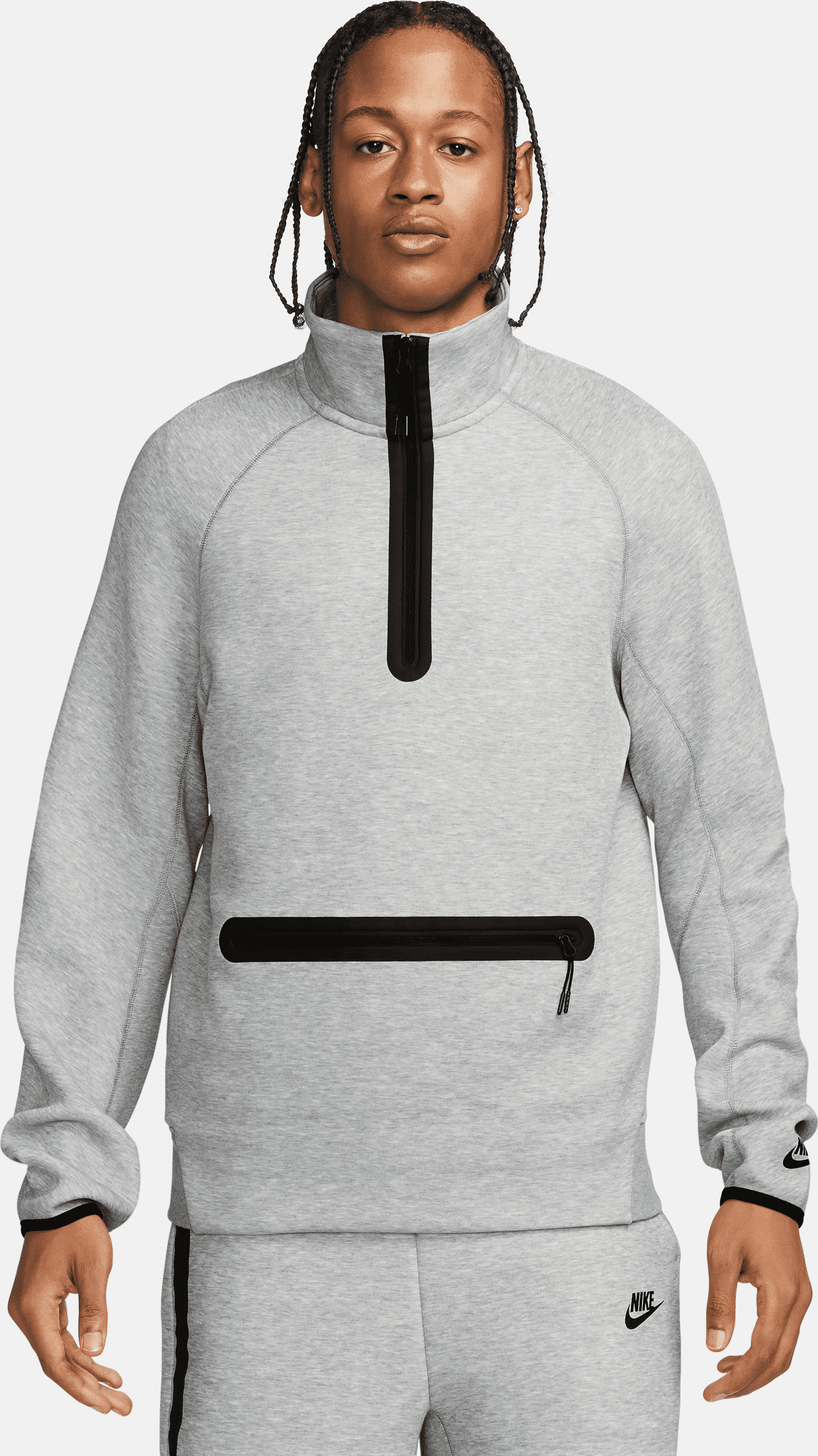 nike felpa con zip a metà lunghezza  sportswear tech fleece – uomo - grigio