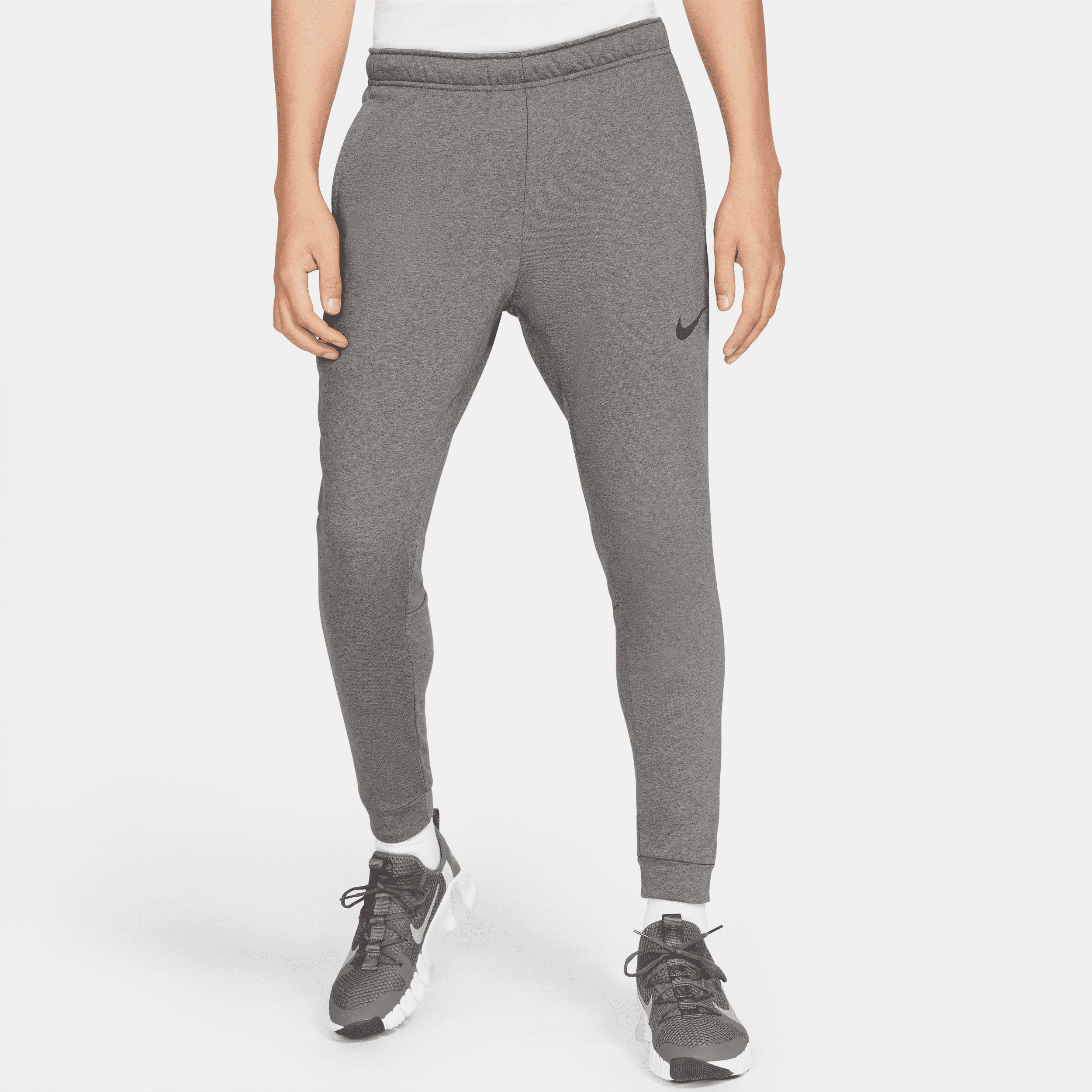 nike pantaloni fitness dri-fit affusolati in fleece  dry – uomo - grigio