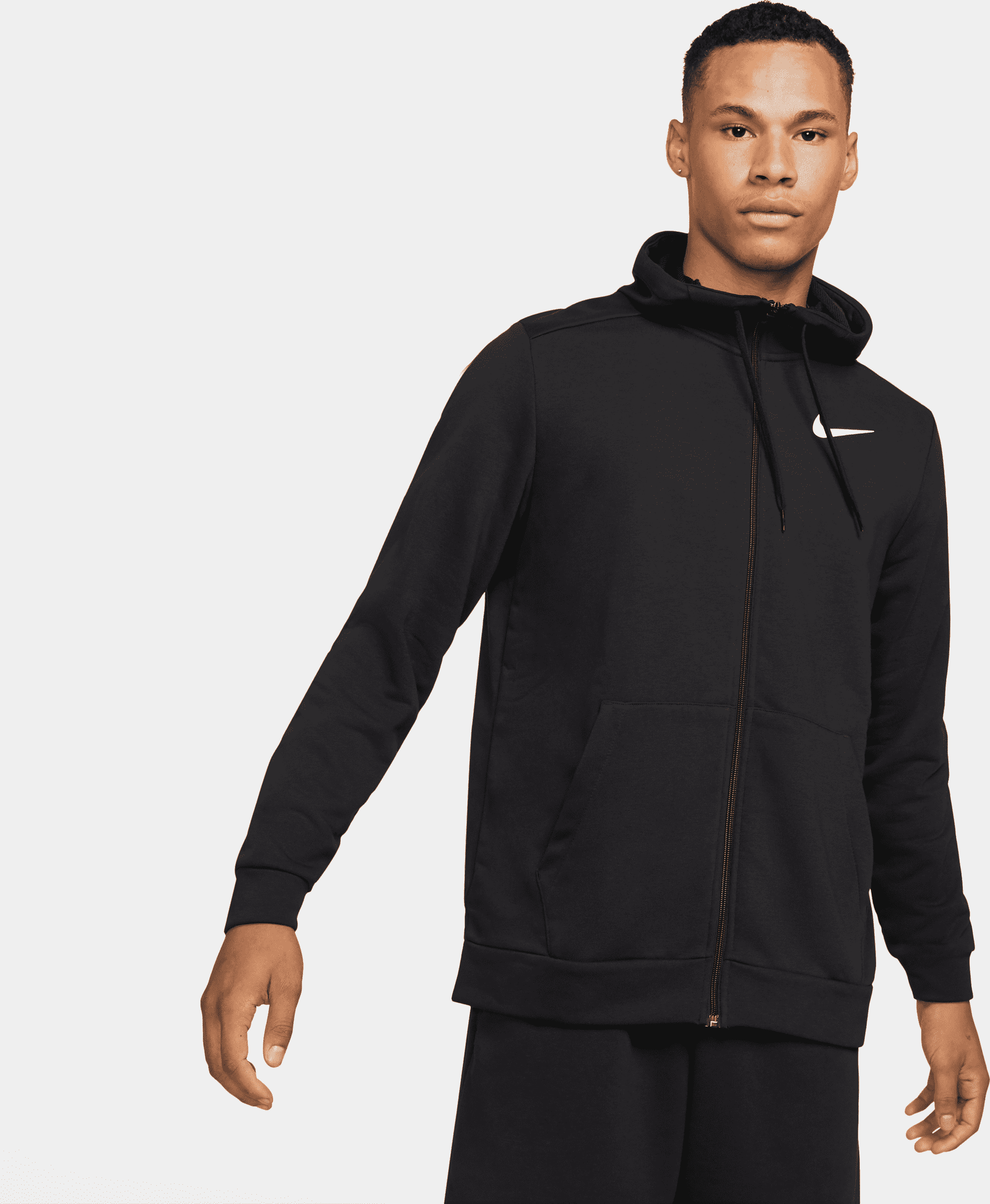 nike felpa fitness dri-fit con cappuccio e zip a tutta lunghezza  dry – uomo - nero