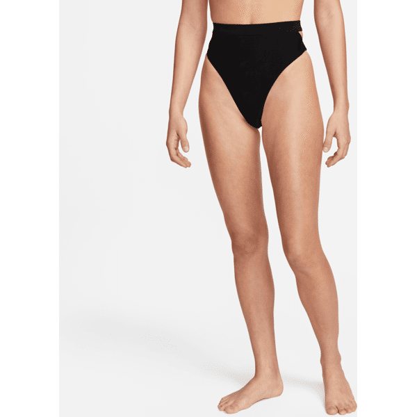 nike slip bikini a vita alta con aperture  swim – donna - nero