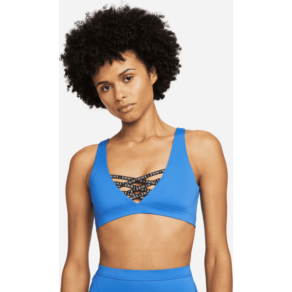 nike top bikini con scollo arrotondato  sneakerkini – donna - blu