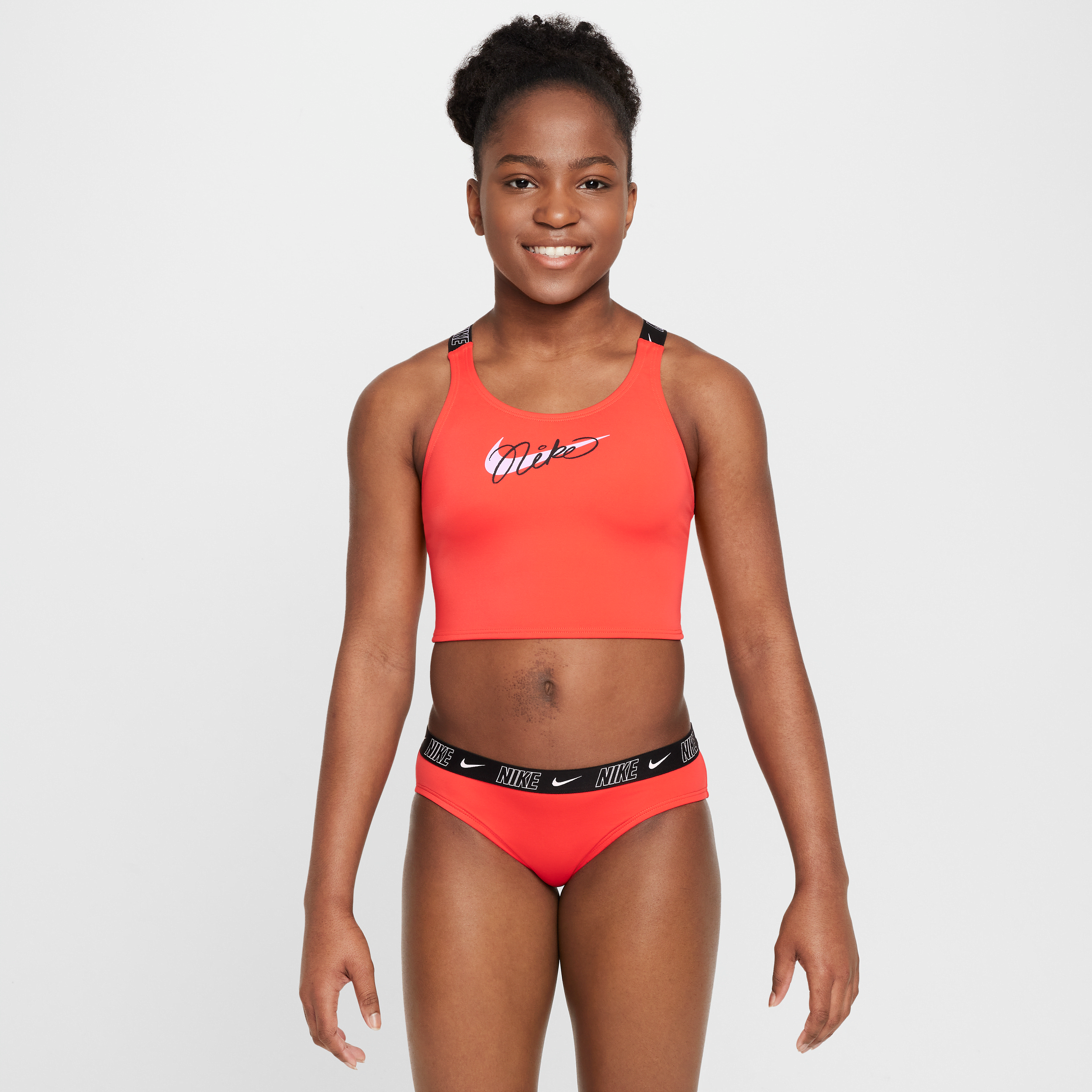 nike completo da nuoto midkini incrociato sul retro  swim – ragazza - rosso